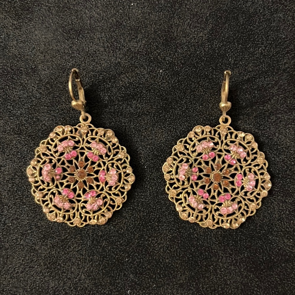 Beautiful Pink and Gold Earrings
